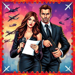 A captivating book cover showcasing the love story of a beautiful and attractive news anchor, renowned for her crime news reporting, and a cruel yet dashing mafia group leader whose crimes she sets out to unveil