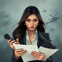 An engaging scene featuring the love story between a beautiful and attractive news anchor, renowned for her crime news reporting, and a cruel yet dashing mafia group leader whose criminal activities she aims to expose