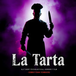 A promotional poster for a short psychological horror film titled "La Tarta"