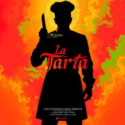 A promotional poster for a short psychological horror film titled "La Tarta"