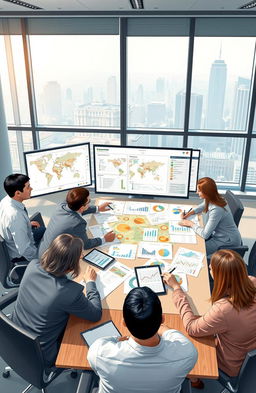 A detailed image illustrating the concept of a strategic planning session for a national statistics office