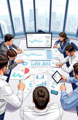 A detailed image illustrating the concept of a strategic planning session for a national statistics office