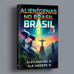 A striking book cover design for 'Alienígenas no Brasil' by Alexandre P