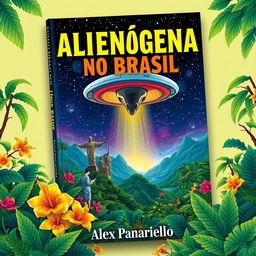 A captivating book cover design for 'Alienígenas no Brasil' by Alex Panariello