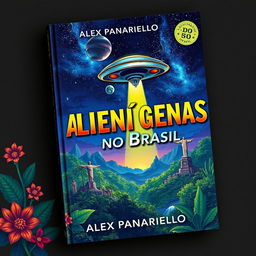 A captivating book cover design for 'Alienígenas no Brasil' by Alex Panariello