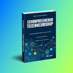 A captivating cover design for a book titled 'Technopreneurship: Strategi Komprehensif Menuju Startup Sukses'