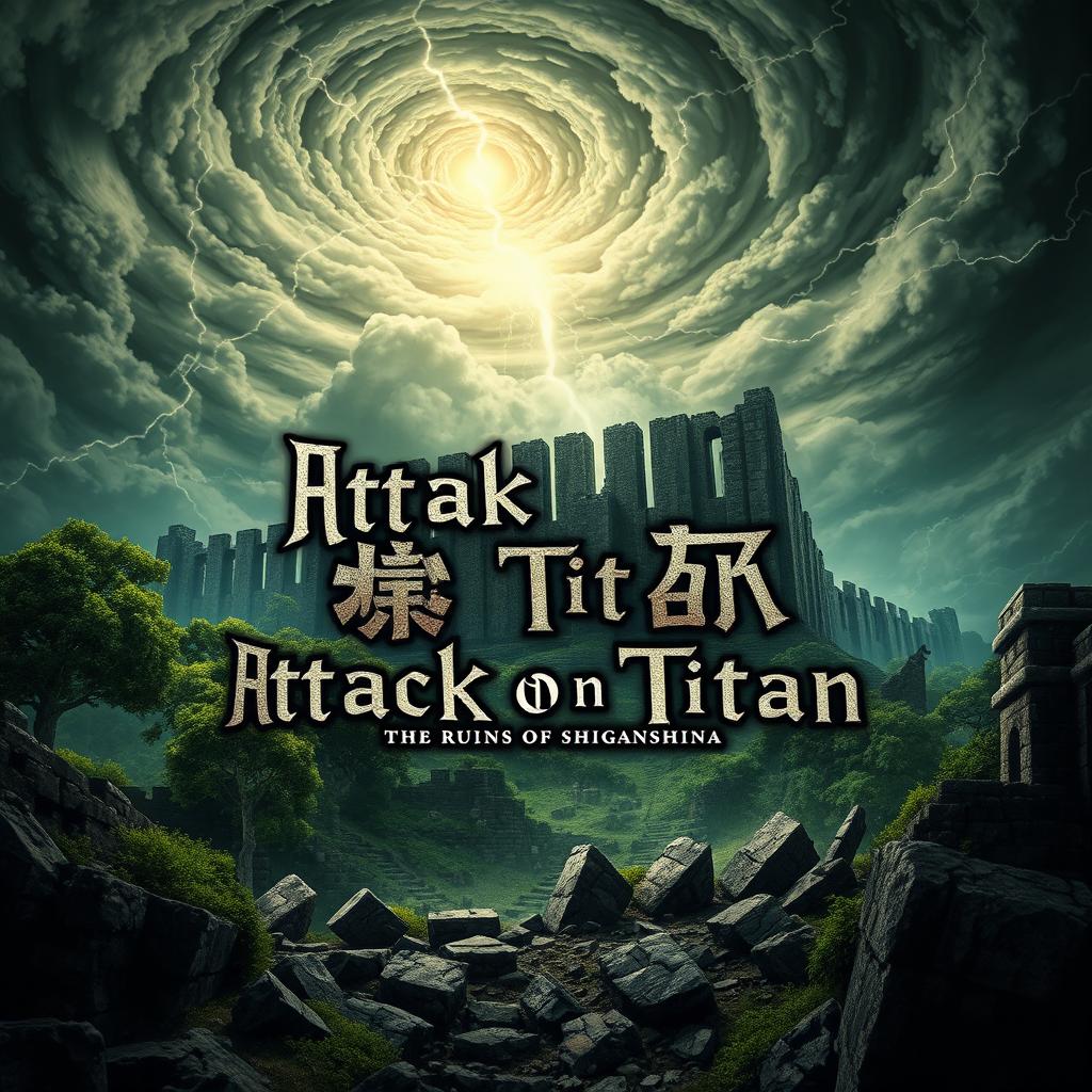 A captivating book cover for the theme 'Attack on Titan: The Ruins of Shiganshina'