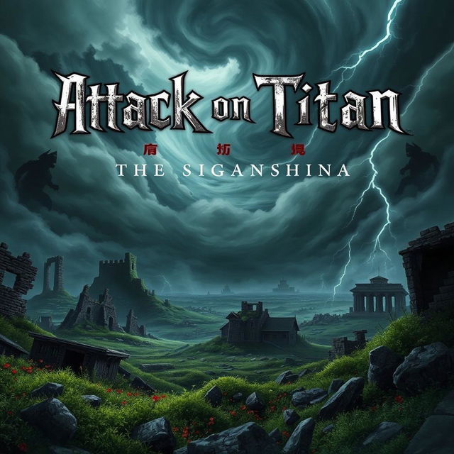 A striking book cover for the theme 'Attack on Titan: The Ruins of Shiganshina'