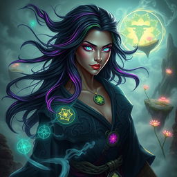A powerful sorceress with an aberrant mind, showcasing her mystical abilities