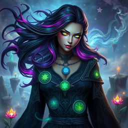 A powerful sorceress with an aberrant mind, showcasing her mystical abilities