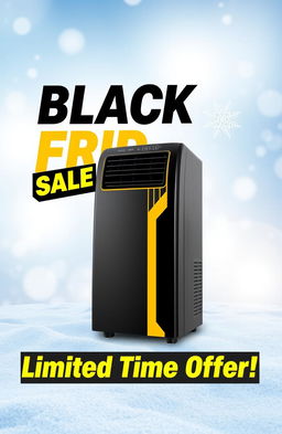 A realistic promotional cover for a single air conditioner on sale for Black Friday