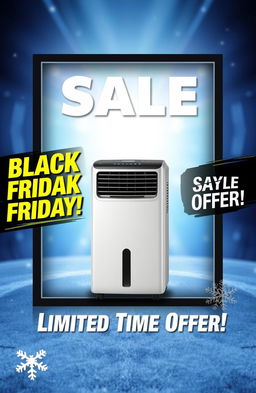 A realistic promotional cover for a single air conditioner on sale for Black Friday