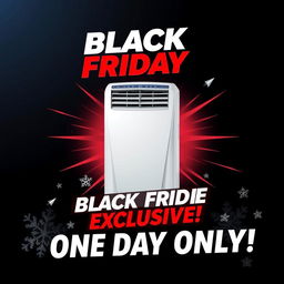 A realistic promotional cover for a single air conditioner on sale for Black Friday