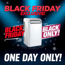 A realistic promotional cover for a single air conditioner on sale for Black Friday