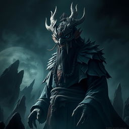 A menacing Chinese demon lord clad in an intricate and strange mask that adds an enigmatic allure to his frightening persona