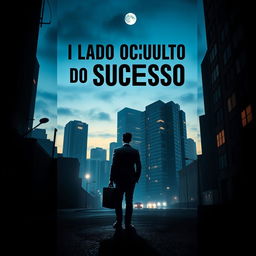 A visually striking book cover for 'O Lado Oculto do Sucesso', featuring an enigmatic urban landscape shrouded in shadows and mystery