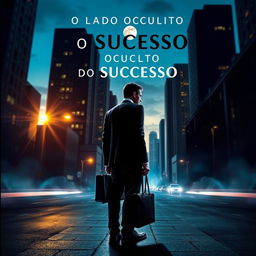 A visually striking book cover for 'O Lado Oculto do Sucesso', featuring an enigmatic urban landscape shrouded in shadows and mystery