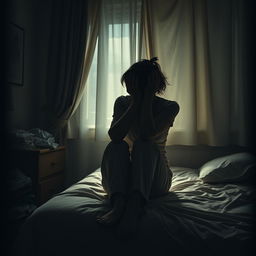 A poignant and introspective portrayal of a person illustrating deep feelings of brokenness and depression