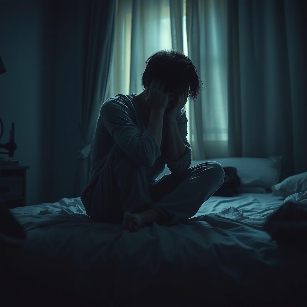 A poignant and introspective portrayal of a person illustrating deep feelings of brokenness and depression