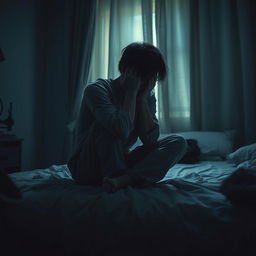A poignant and introspective portrayal of a person illustrating deep feelings of brokenness and depression