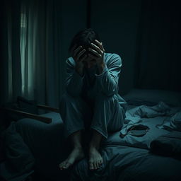 A poignant and introspective portrayal of a person illustrating deep feelings of brokenness and depression