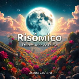 An enchanting and surreal scene titled 'Risómico: Determinación de Duelo', with the author name 'Lisboa Lautaro' prominently displayed at the bottom