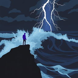 A striking graphic artwork that conveys profound sadness, designed in a modern, cool style