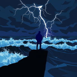 A striking graphic artwork that conveys profound sadness, designed in a modern, cool style