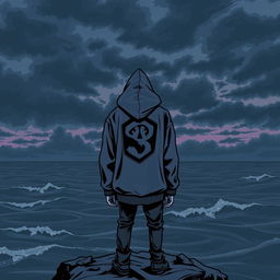 A melancholic graphic art piece that captures the essence of sadness while maintaining an edgy, cool style