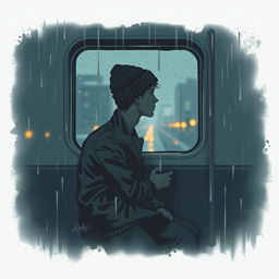 An evocative graphic art piece that embodies profound sadness while exuding a cool, artistic vibe