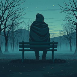 A hauntingly beautiful graphic art piece that embodies melancholy and loneliness while showcasing a cool aesthetic