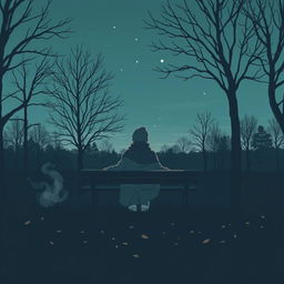 A hauntingly beautiful graphic art piece that embodies melancholy and loneliness while showcasing a cool aesthetic