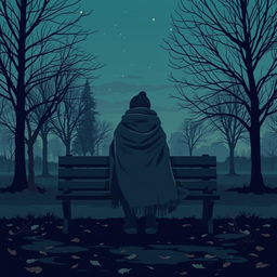 A hauntingly beautiful graphic art piece that embodies melancholy and loneliness while showcasing a cool aesthetic