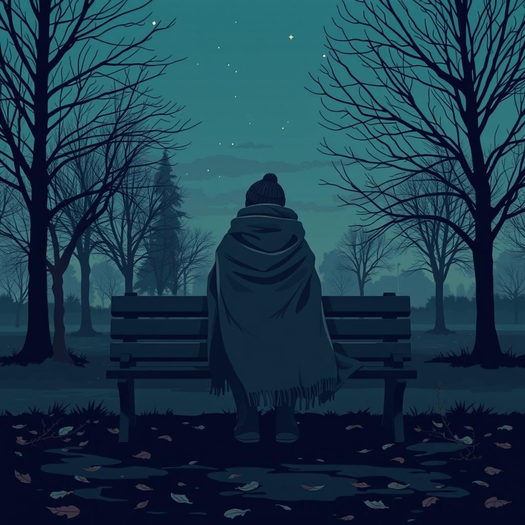 A hauntingly beautiful graphic art piece that embodies melancholy and loneliness while showcasing a cool aesthetic
