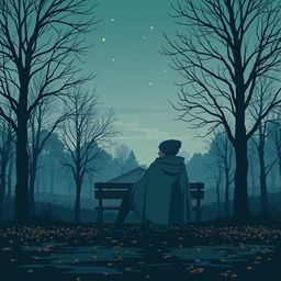 A hauntingly beautiful graphic art piece that embodies melancholy and loneliness while showcasing a cool aesthetic
