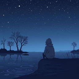 A deeply melancholic graphic art piece that combines elements of loneliness and sadness with a cool artistic style