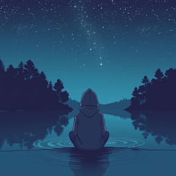 A deeply melancholic graphic art piece that combines elements of loneliness and sadness with a cool artistic style
