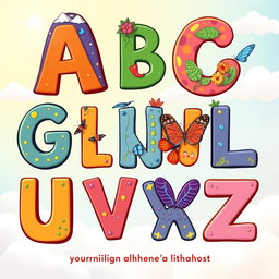 An imaginative and colorful representation of the alphabet, where each letter is artistically designed and illustrated with unique features