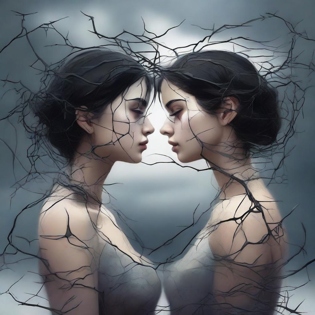 A digital art image depicting the story of two girl best friends torn apart by lies