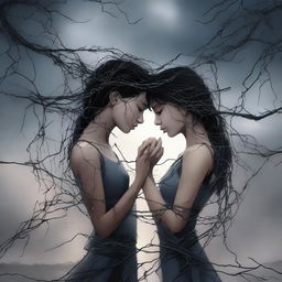 A digital art image depicting the story of two girl best friends torn apart by lies