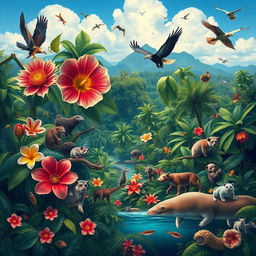 A stunning visual representation of the biodiversity of the Philippines, highlighting its rich ecosystems and the looming threat of extinction