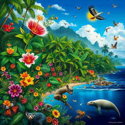 A stunning visual representation of the biodiversity of the Philippines, highlighting its rich ecosystems and the looming threat of extinction