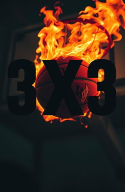 An intense and dynamic 3X3 basketball scene featuring the text 'EMEMHS' prominently displayed across the foreground