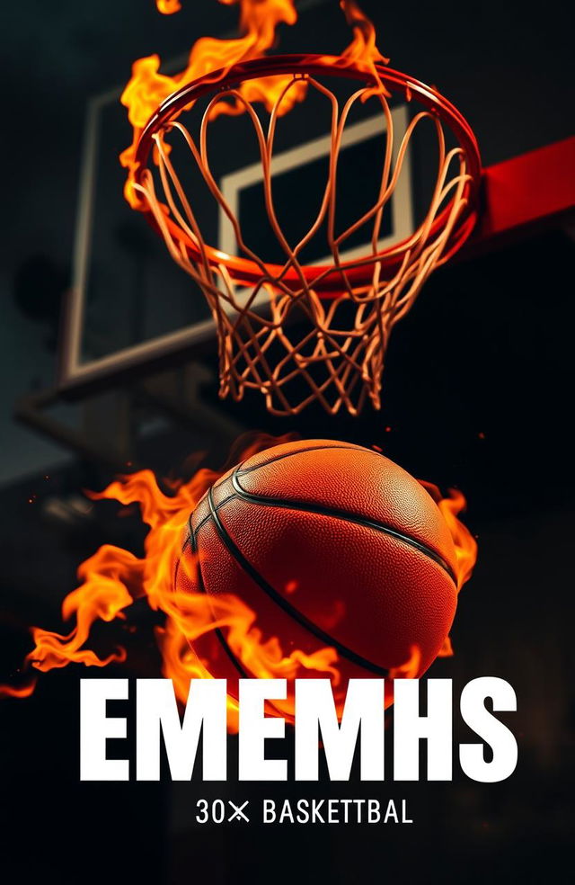 An intense and dynamic 3X3 basketball scene featuring the text 'EMEMHS' prominently displayed across the foreground