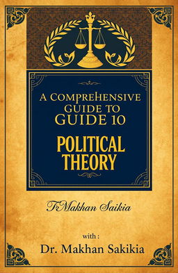 A detailed and visually appealing book cover design for 'A Comprehensive Guide to Political Theory' by Dr