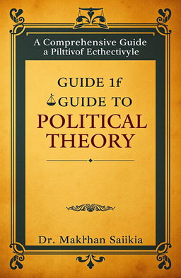 A detailed and visually appealing book cover design for 'A Comprehensive Guide to Political Theory' by Dr