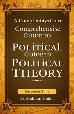 A detailed and visually appealing book cover design for 'A Comprehensive Guide to Political Theory' by Dr