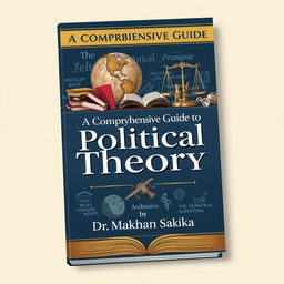 A detailed cover design for a comprehensive guide to political theory authored by Dr