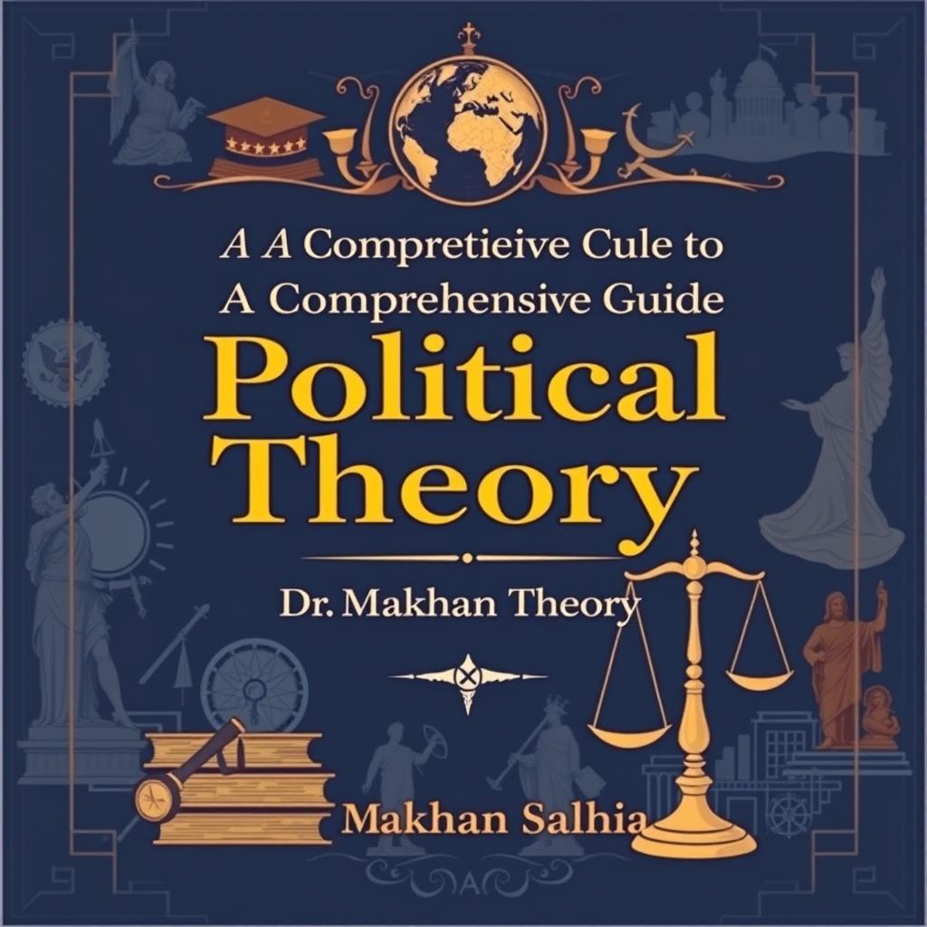 A detailed cover design for a comprehensive guide to political theory authored by Dr