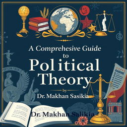 A detailed cover design for a comprehensive guide to political theory authored by Dr